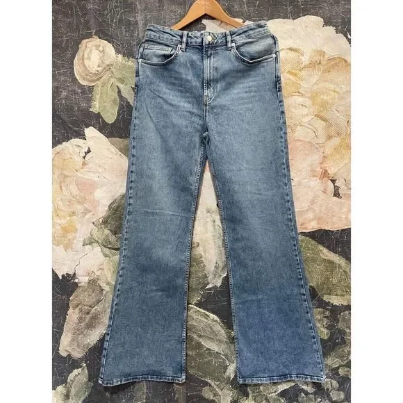 New Free People Wee The Free Thunderbird Flare Jeans Size 33 Blue - Picture 5 of 9